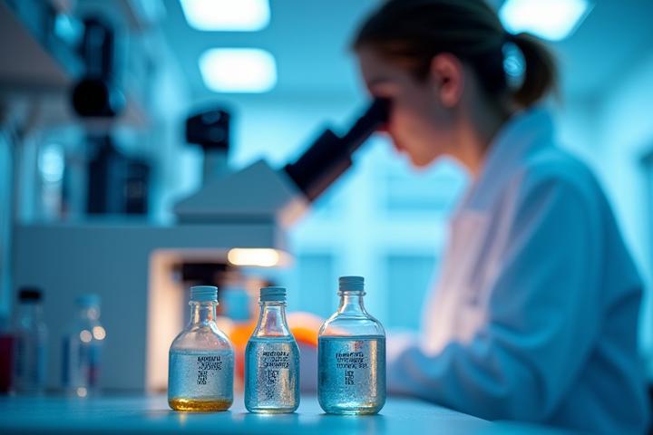 Laboratorijā ar modernu mikroskopu tiek analizēts jūras paraugs, lai identificētu mikroplastmasas daļiņas.
