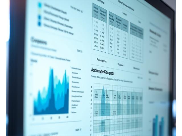 Datorprogrammas ekrānuzņēmums, kas parāda sarežģītu datu vizualizāciju un analītiskos grafikus no zemūdens monitoringa atskaites.